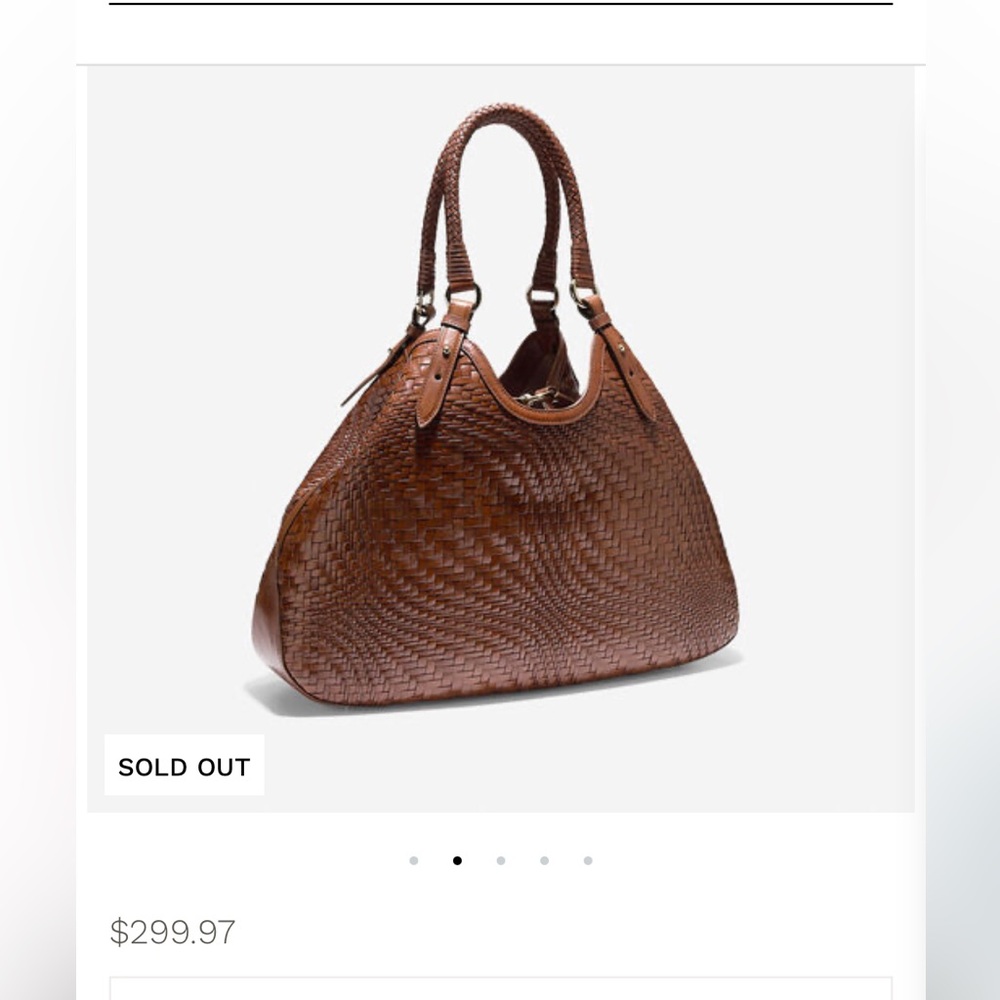 RARE! Cole Haan GENEVEIVE Dark Brown Woven Shoulder Bag - Picture 3 of 7